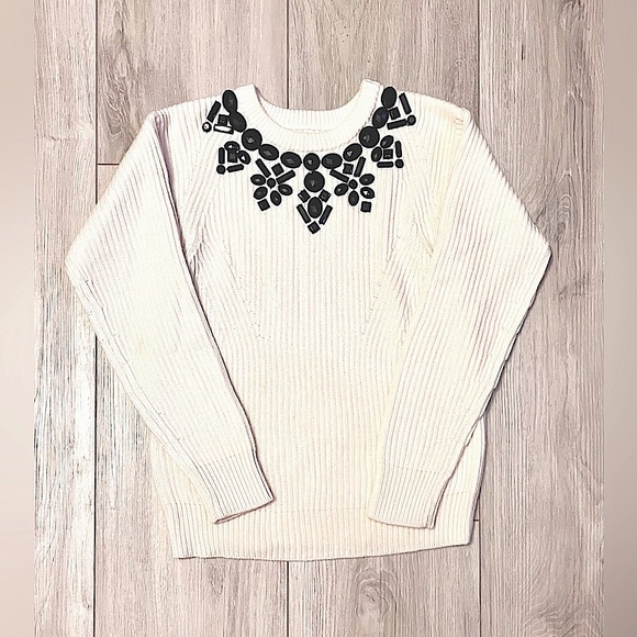 (New) Ann Taylor Sweater with black jewels, SP - Picture 1 of 4